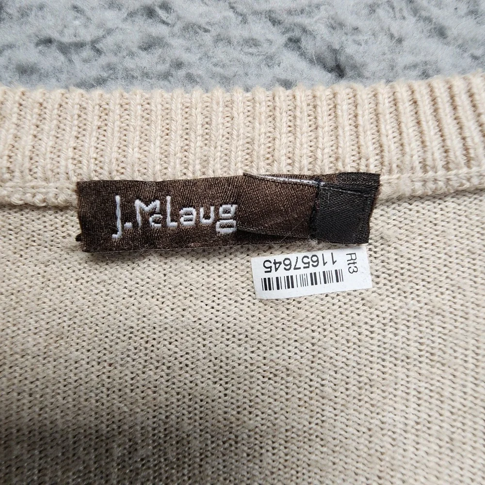 J. Mclaughlin Sweater Men's XL (Fits Slim)‎ Beige Cashmere Blend V-Neck Pullover